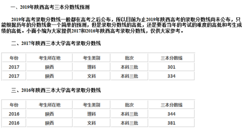 2019年理科三本线是多少分?(陕西2019年三本分数线)-图1 2019年理科三本线是多少分?(陕西2019年三本分数线)-图1